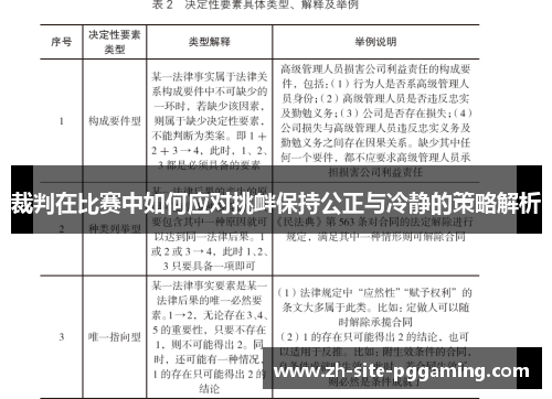 裁判在比赛中如何应对挑衅保持公正与冷静的策略解析